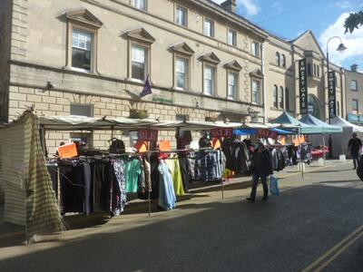 Friday Market in High Street , clothes
